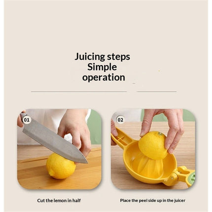 Dual-action Citrus Press, Citrus Juice Press Squeezer for Lemons and Limes with Seed Catcher and Pour Spout, Yellow