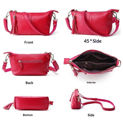 Genuine Leather Wristlet Clutch for Women Ultra-Slim Ladies Credit Card Holder Wallet Purses（rose red）