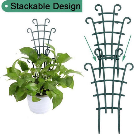 10 Pack Small Trellis for Potted Plants Indoor Outdoor, Tiny Stackable Plastic Climbing Stakes, Mini DIY Garden Support Trellis for Houseplants Vines Vegetables Flowers Stand Frame