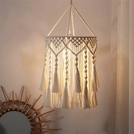 Boho Lamp Shade,Boho Hanging Lamp Handmade Lamp Shade Plug in Pendant Light,Bohemian Hanging Lights for Boho Bedroom Decor Living Room (Only lampshade)