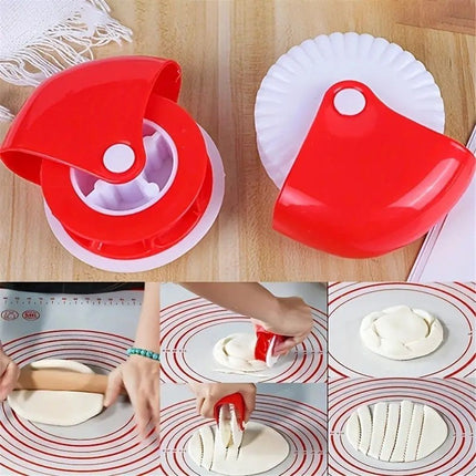 Set of 4,Pastry Wheel Decorator and Cutter, Beautiful Pie Crust, Rolled Pastry Pie Crimper, Baking & Cooking Tool for Apple Pie Crust or Ravioli Pasta
