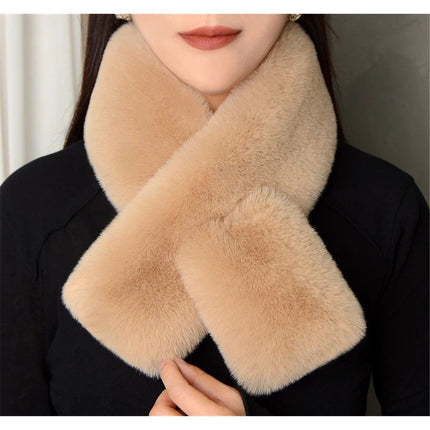 Faux Fur Collar Scarf for Women Winter, Fluffy Scarves Neck Shrug for Cold Weather, Faux Fur Cross Scarf Thick Soft Neck Collar Warm Winter Wrap