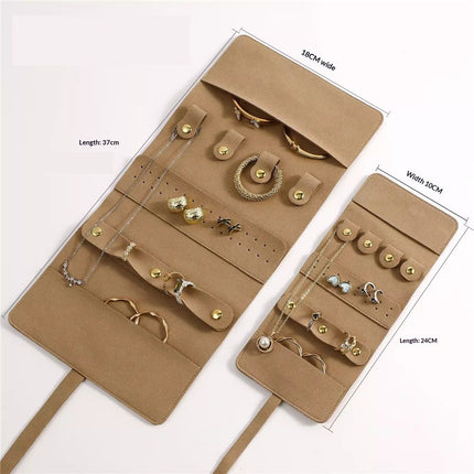 Travel Jewelry Organizer Case, Foldable Jewelry Roll for Necklaces, Earrings, Journey-Rings, Bracelets, Brooches, Portable, white（excluding jewelry）