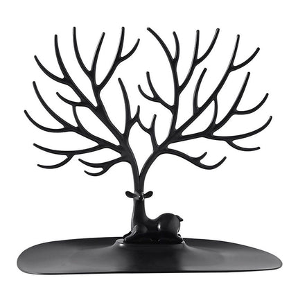 2 pack Little Deer Earrings Necklace Pendant Bracelet Jewelry Display Stand Tray Tree Storage Racks Organizer Holder, Black（Only jewelry rack）