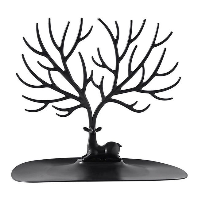 2 pack Little Deer Earrings Necklace Pendant Bracelet Jewelry Display Stand Tray Tree Storage Racks Organizer Holder, Black（Only jewelry rack）