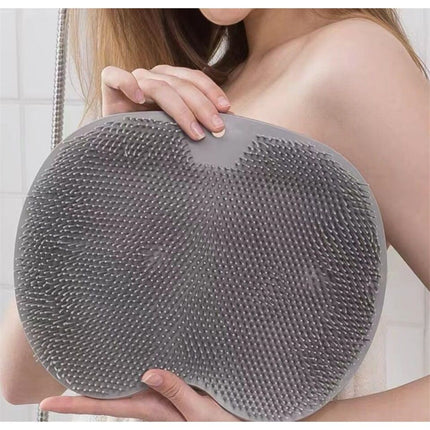 Shower Foot Scrubber Mat with Non-Slip Suction Cups, Non Slip Bathtub and Shower Mat with Suction Cups and Drain Holes, Foot Back Cleaning Pad Back Washer Exfoliating Bath Wash Pad (Grey)