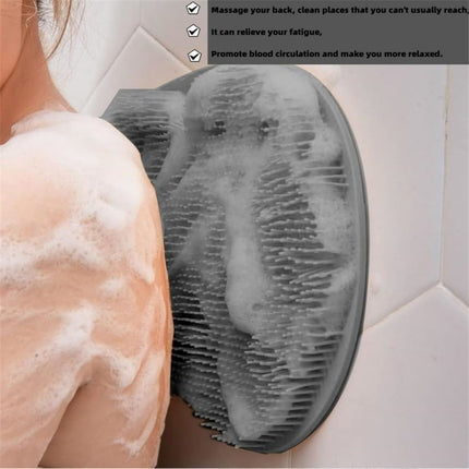 Shower Foot Scrubber Mat with Non-Slip Suction Cups, Non Slip Bathtub and Shower Mat with Suction Cups and Drain Holes, Foot Back Cleaning Pad Back Washer Exfoliating Bath Wash Pad (Grey)