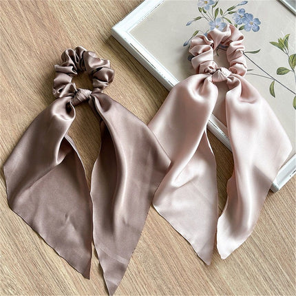 6 PCS Hair Scarf Scruncheis for Women Knotted Bow Hair Ties Elastic Bands Satin Hair Ribbon Scrunchy Ponytail Holder for Women and Girls（six different colors）