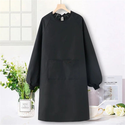2 pack Solid Color Kitchen Apron with Pockets,Unisex Long Sleeves Waterproof Apron for Cooking Baking Cleaning Work