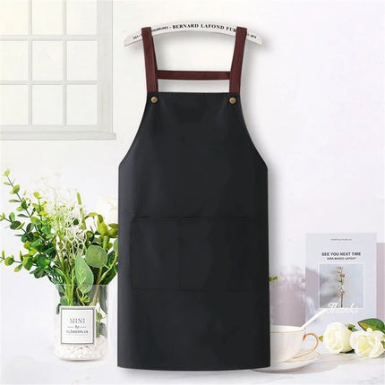 2 pack Solid Color Kitchen Apron with Pockets,Unisex Long Sleeves Waterproof Apron for Cooking Baking Cleaning Work