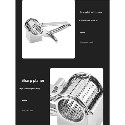 Rotary Cheese Grater Stainless Steel Handheld Rotary Parmesan Grater Cheese Cutter Slicer Shredder with 4 Stainless Drum for Grating Hard Chocolate Nuts Kitchen Tool