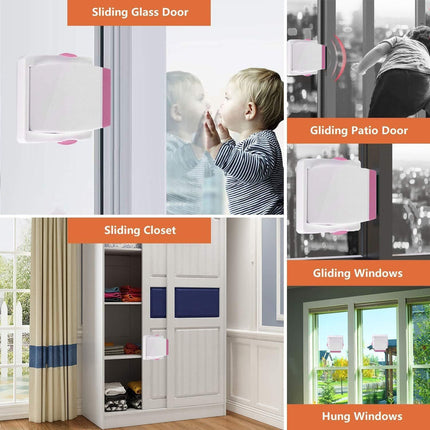 Sliding Door Lock, 4 Pack Child Safety Sliding Glass Door Lock for Sliding Glass Doors, Sliding Windows, Sliding Closet, etc. Easy to Installation Provides More Security for Your Baby and Pets