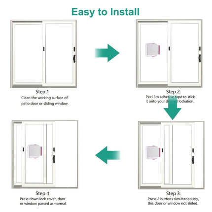 Sliding Door Lock, 4 Pack Child Safety Sliding Glass Door Lock for Sliding Glass Doors, Sliding Windows, Sliding Closet, etc. Easy to Installation Provides More Security for Your Baby and Pets