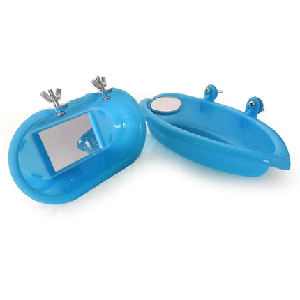 2 pack Bathtub with Mirror Toy Shower Tub Bathtub Cleaning Tool Plastic Durable Adorable Odorless for Small Parakeet