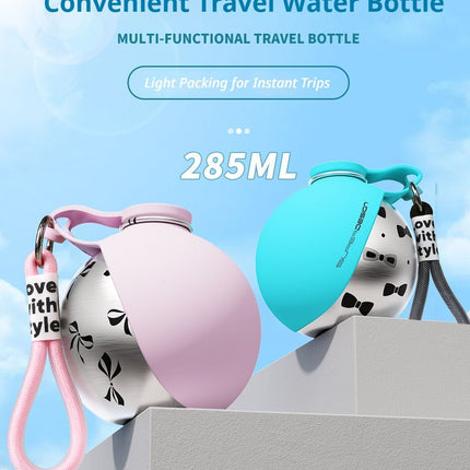 Pink Floral Print Xiaoman Portable Pet Water Bottle