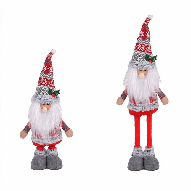 Grey Boots Christmas Santa Gnome 217g 45-60cm Tall Knit Snowflake Cone Hat Holly Leaf Faux Fur Beard Springy Legs C2-1 Holiday Porch Prop Amazing Shopping