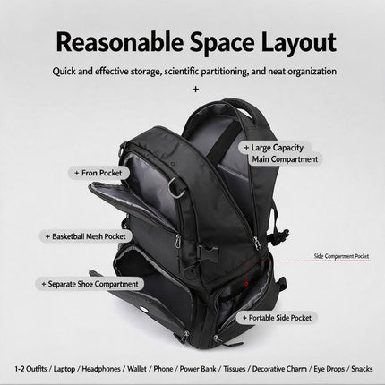 Unisex Sports Basketball Backpack Blue Water-Resistant Large Capacity Soccer Bag Separate Shoe Compartment Gym Travel Amazing Shopping