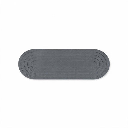 Grooved Oval Diatomite Drainer Tray Dark Grey with Wooden Pad 30x10x0.9cm Stone Sink Organiser for Toothbrush Soap Kitchen Home Amazing Shopping