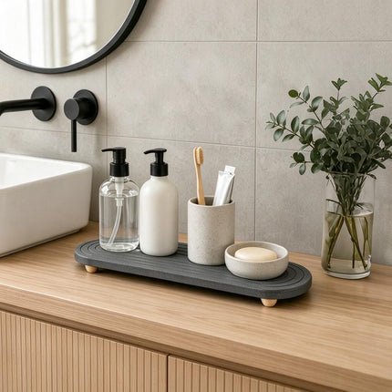 Gold Vein Marble Pattern 6 Quick-Drying Stone Draining Board on Timber Buttons 30x10x0.9cm Keeps Basin Ledge Dry for Soap Toothbrush Amazing Shopping