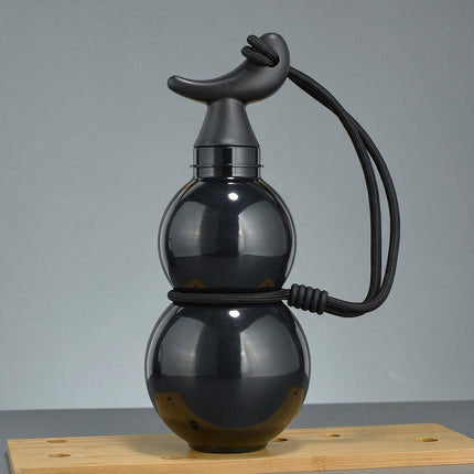 Gourd Shaped Water Bottle Black Glossy 750ML Leakproof Plastic Drinking Cup with Lanyard Travel Gift Amazing Shopping