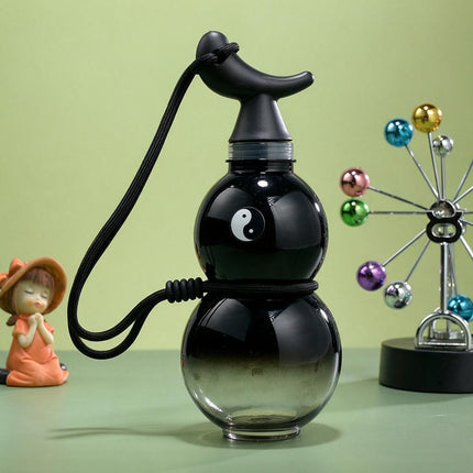 Gradient Black Tai Chi Calabash Water Bottle 750ML with Sticker Sheet Portable Drinking Flask for Student Commute Halloween Amazing Shopping