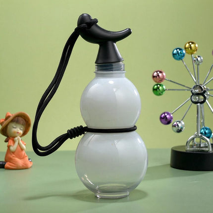 Portable 750ML Yin Yang Calligraphy Clear White Gourd Drinking Cup Sticker Pack with Neck Cord Novelty Water Flask Campus Halloween