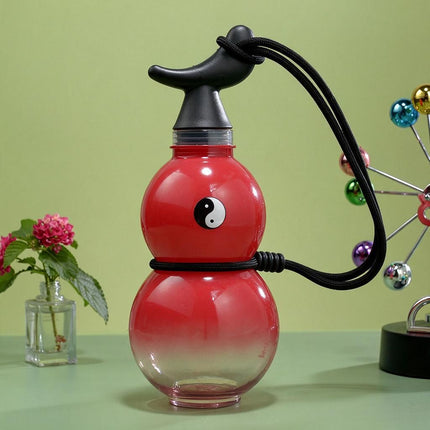Sticker Sheet Included Graduated Red Gourd Shaped Plastic Cup Tai Chi Motif 750ML Leakproof Student Hydration Bottle Amazing Shopping