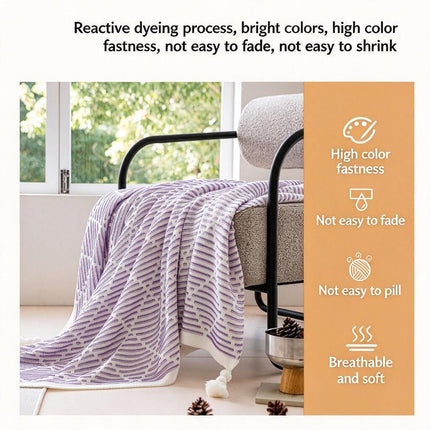 Pom Pom Trim Knit Throw Blanket Silver Grey 130x150cm Cosy Armchair Snooze Wrap Multi-Purpose Home Decor Halloween Gift Amazing Shopping
