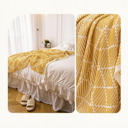Camel 130x200cm Broken Dash Diamond Knit Throw Blanket White Tassel Trim Airy Acrylic Sofa Bed End Wrap for Balcony Lounging Spring Home Amazing Shopping