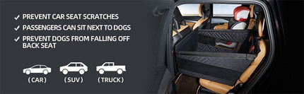 Single Seat Car Pet Mat for Back Row, Hardened Base Mesh Dog Basket, Waterproof Dirt Resistant Pet Car Seat Cover, Grey Large Size, Christmas Halloween Pet Owner Gift
