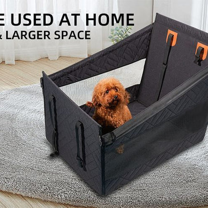 Hard Bottom Mesh Dog Carrier Car Mat, Waterproof Anti-Dirt Pet Cushion for Vehicle Rear Single Seat, Black Small Size, Christmas Halloween Road Trip Pet Accessory