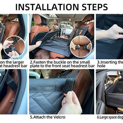 Hard Bottom Mesh Dog Carrier Car Mat, Waterproof Anti-Dirt Pet Cushion for Vehicle Rear Single Seat, Black Small Size, Christmas Halloween Road Trip Pet Accessory
