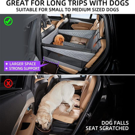 Hard Bottom Mesh Dog Carrier Car Mat, Waterproof Anti-Dirt Pet Cushion for Vehicle Rear Single Seat, Black Small Size, Christmas Halloween Road Trip Pet Accessory