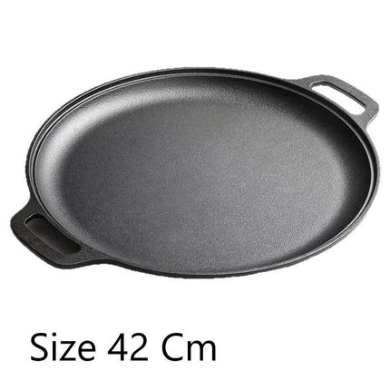 Large Double Handle Cast Iron Griddle Plate, Uncoated Thick Iron Pan for Big Batch Steak & BBQ Cooking, 42cm Griddle, Indoor & Outdoor Use, Christmas & Halloween Holiday Cookware Gift Amazing Shopping
