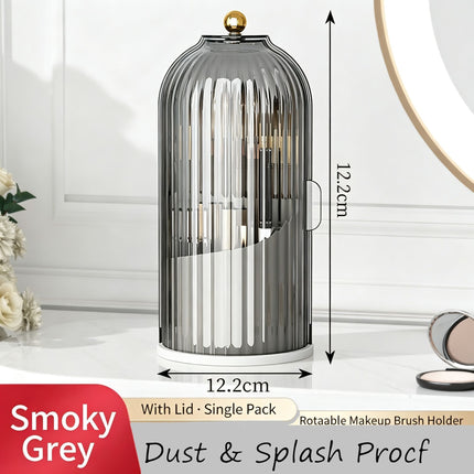 Rotatable Birdcage Desktop Storage Organiser, Dustproof Split Holder for Skincare Products, Stationery, Toiletries & Tableware, Transparent Grey, Christmas & Halloween Home Decor Gift Amazing Shopping