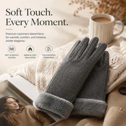 Grey 3 Stripes Women's Fleece Touch Screen Bike Gloves