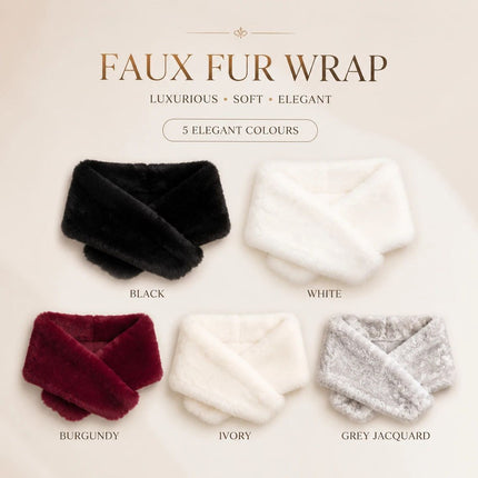 Wine Red Female Faux Fur Stole Fluffy Wrap For Party Occasions