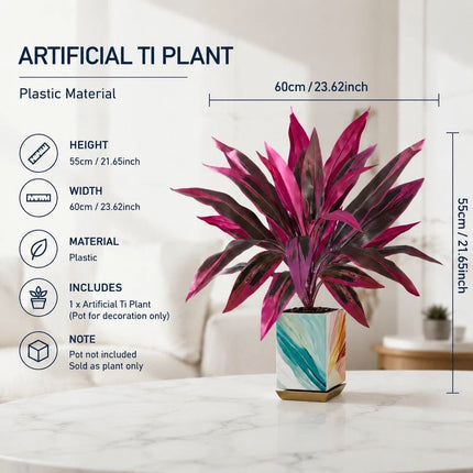 Purple Faux Brazil Wood Dracaena Indoor Greenery Ornament 4 Pack
