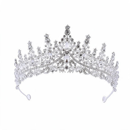 Sparkling White Crystal Silver Tiara Elegant Hair Jewellery for Wedding Photoshoot Pageant Stage Adults Halloween 1pc