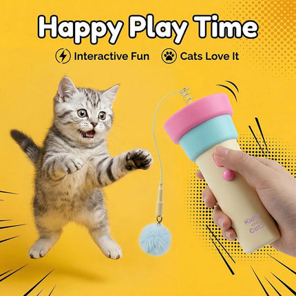 Electric Cat Fishing Wand Toy: One-Button Launch with Spring Retraction, the Perfect Stress-Relief Toy for Human-Pet Interaction/[Gift battery *2+ replacement head *2+ screwdriver]