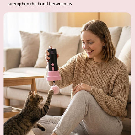 Electric Cat Fishing Wand Toy: One-Button Launch with Spring Retraction, the Perfect Stress-Relief Toy for Human-Pet Interaction/[Gift battery *2+ replacement head *2+ screwdriver]