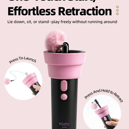 Electric Cat Fishing Wand Toy: One-Button Launch with Spring Retraction, the Perfect Stress-Relief Toy for Human-Pet Interaction/[Gift battery *2+ replacement head *2+ screwdriver]