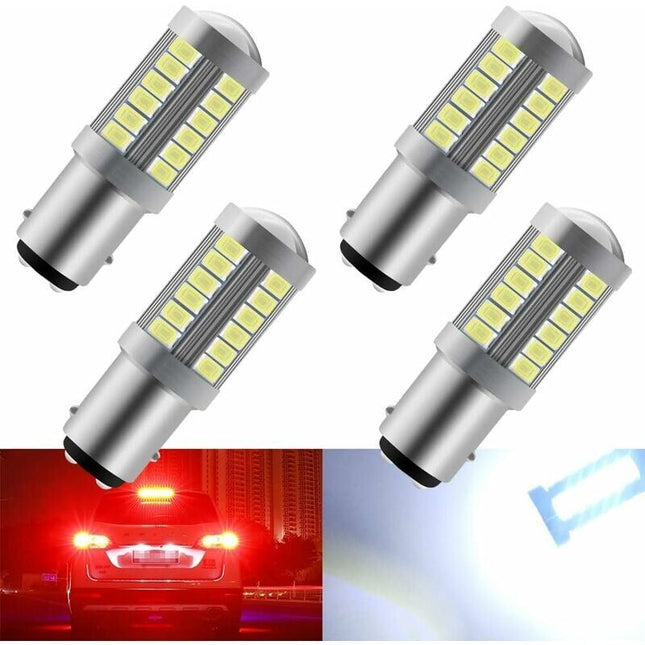 4 Pieces Trailer Lights and Reflectors, White 1157 33SMD LED Bulbs Super Reversing Lights Parking Light Brake Light Rear Fog Light Position Tail