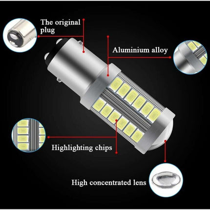 4 Pieces Trailer Lights and Reflectors, White 1157 33SMD LED Bulbs Super Reversing Lights Parking Light Brake Light Rear Fog Light Position Tail