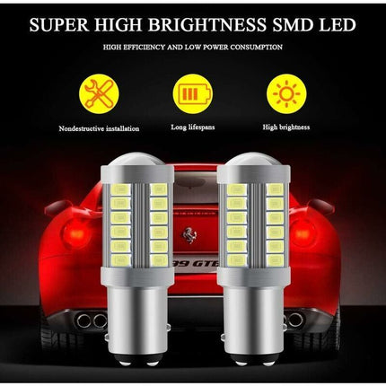 4 Pieces Trailer Lights and Reflectors, White 1157 33SMD LED Bulbs Super Reversing Lights Parking Light Brake Light Rear Fog Light Position Tail