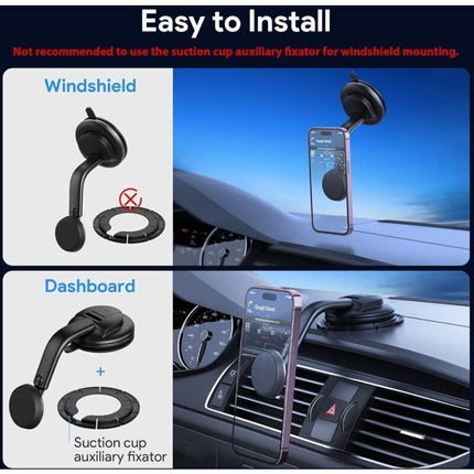 Car Phone Holder, Powerful Magnets, for Dashboard and Windshield Suction Cup Phone Holder Compatible with iPhone and Android Automobile Cradle