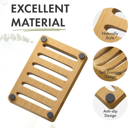 2 Piece Bamboo Soap Holder Set Square