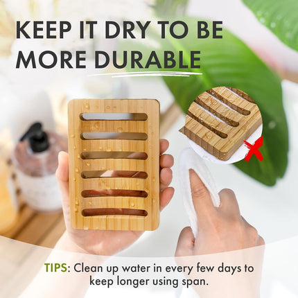 2 Piece Bamboo Soap Holder Set Square