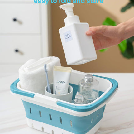 1 Pack Portable Folding Plastic Shower Caddy with Handle, Perforated Travel Organizer Basket for Bathroom, Bedroom, Dorm, Camping and RV, Blue Amazing Shopping