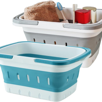 1 Pack Portable Folding Plastic Shower Caddy with Handle, Perforated Travel Organizer Basket for Bathroom, Bedroom, Dorm, Camping and RV, Blue Amazing Shopping